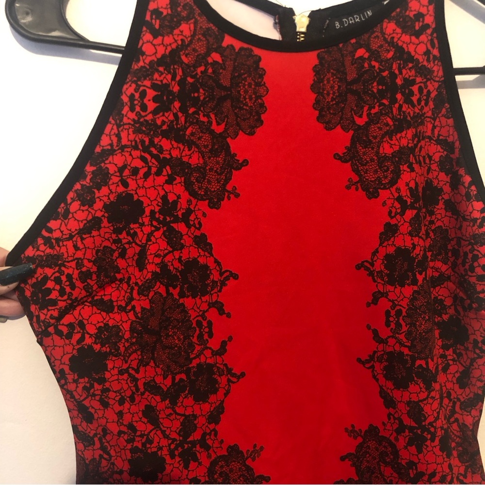 B.Darlin printed high neck bodycon dress sz 7/8 NWT - Picture 3 of 6
